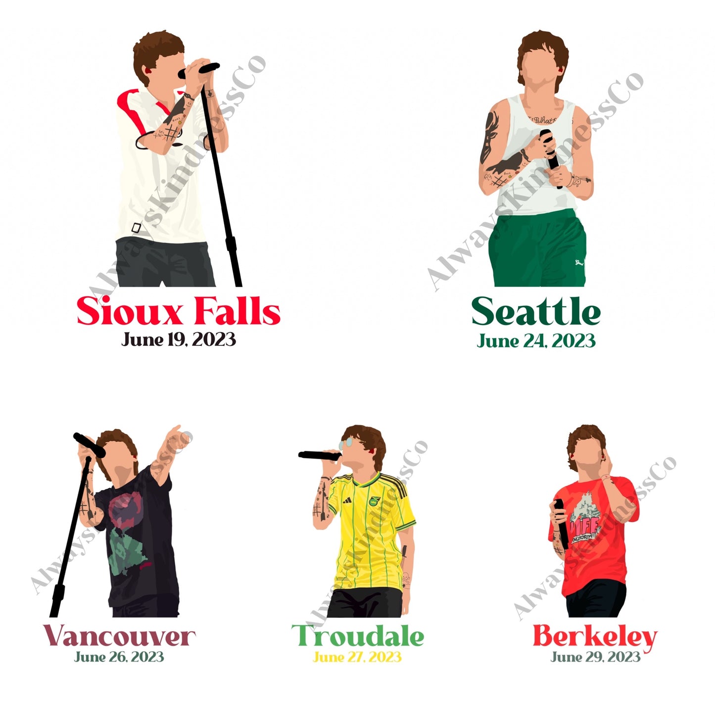 Louis FITF World Tour Stickers with words- North American Leg - Waterproof Available