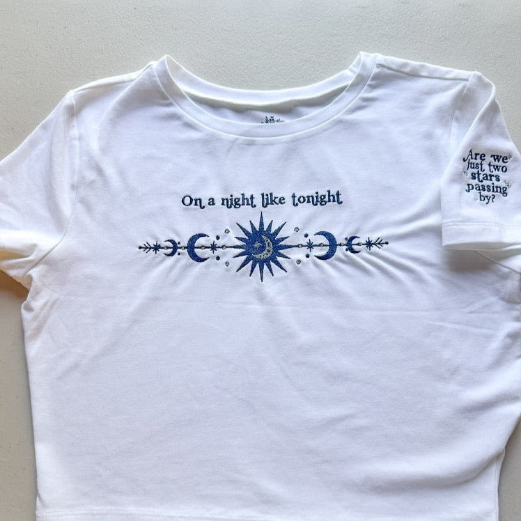 On a Night Like Tonight || Embroidered Crop Top, Tee Shirt, Crewneck. and Hoodie