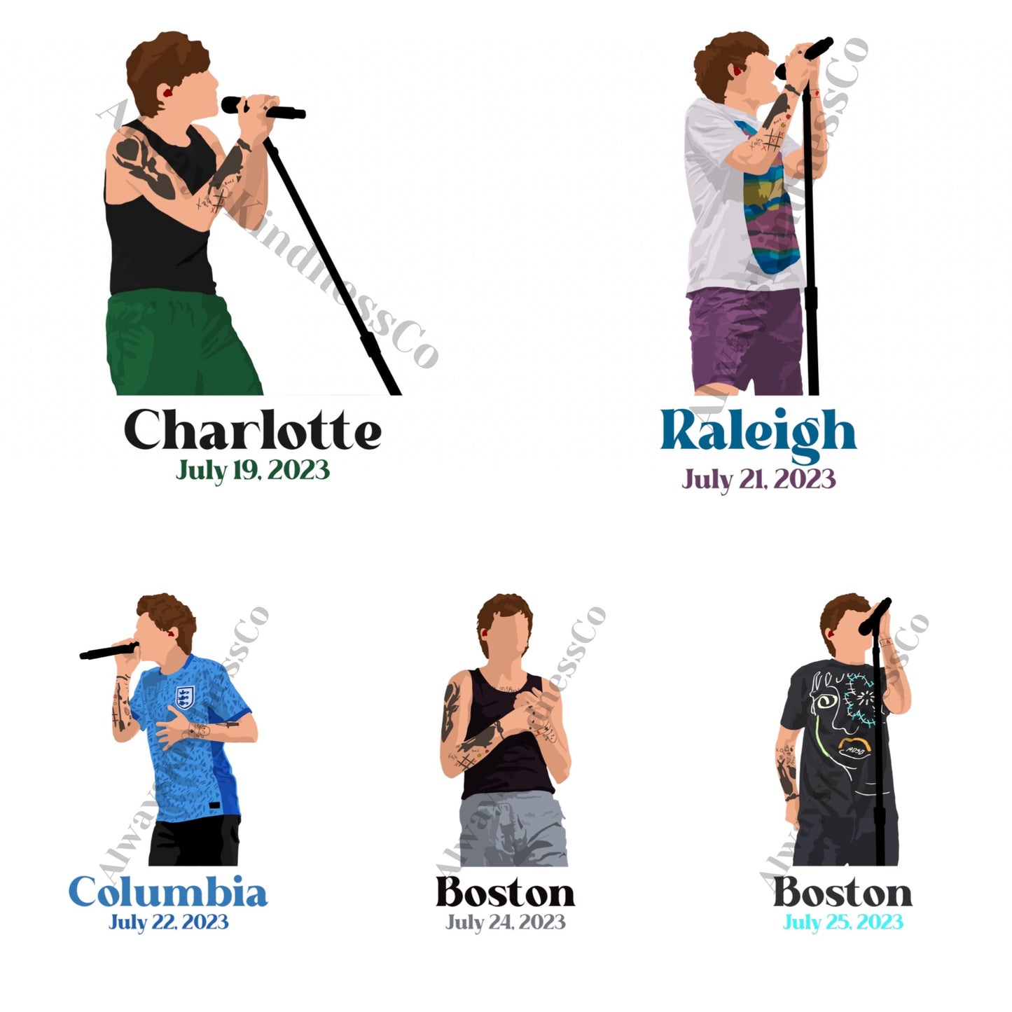 Louis FITF World Tour Stickers with words- North American Leg - Waterproof Available