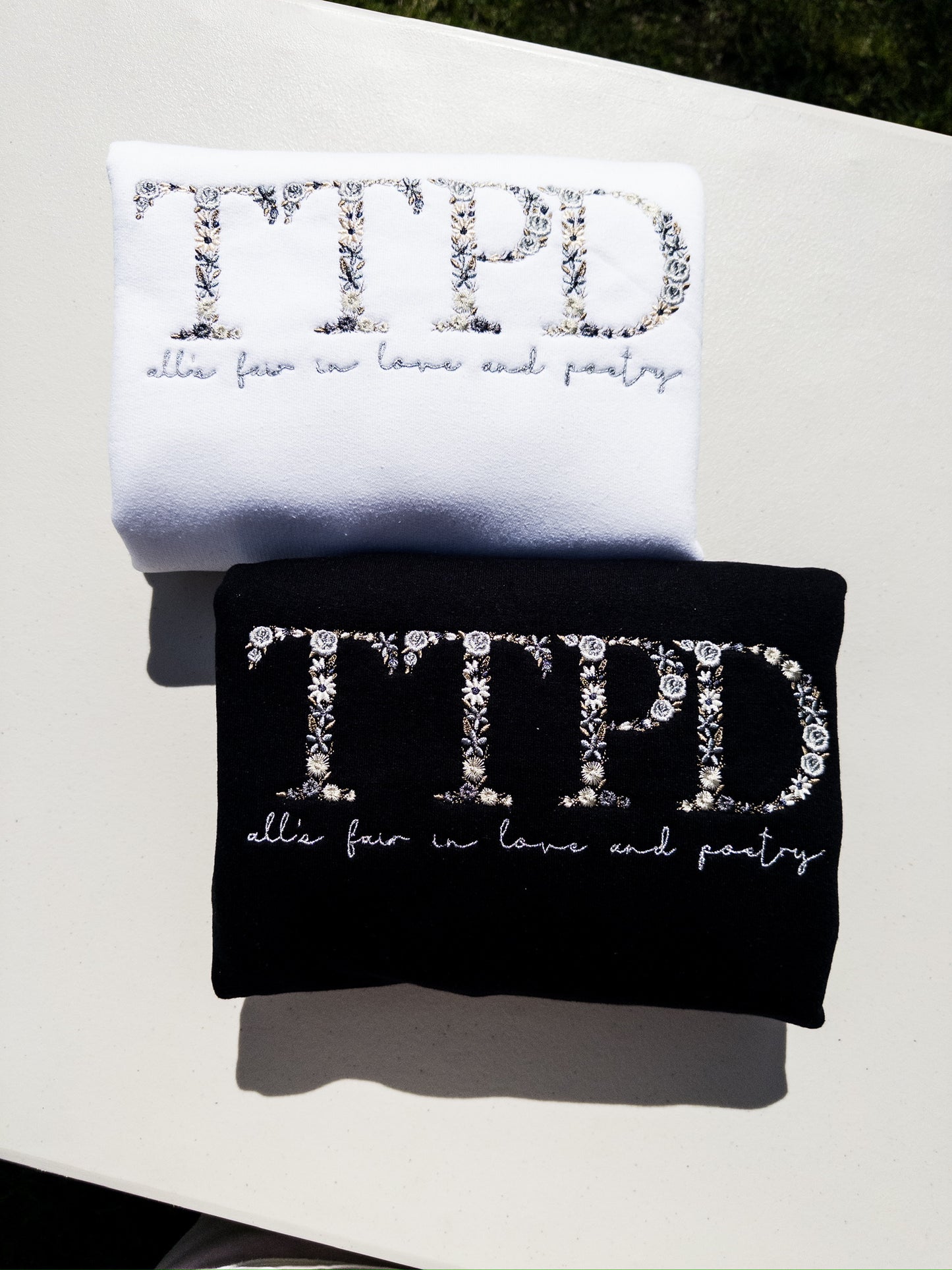 Poets ~ Floral Embroidered Tee, Crewneck, Hoodie, and Tote bag