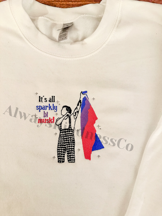 Sparkly Bi Music - Wembley || Harry Embroidered Comfort Colors Tee Shirt and Crewneck