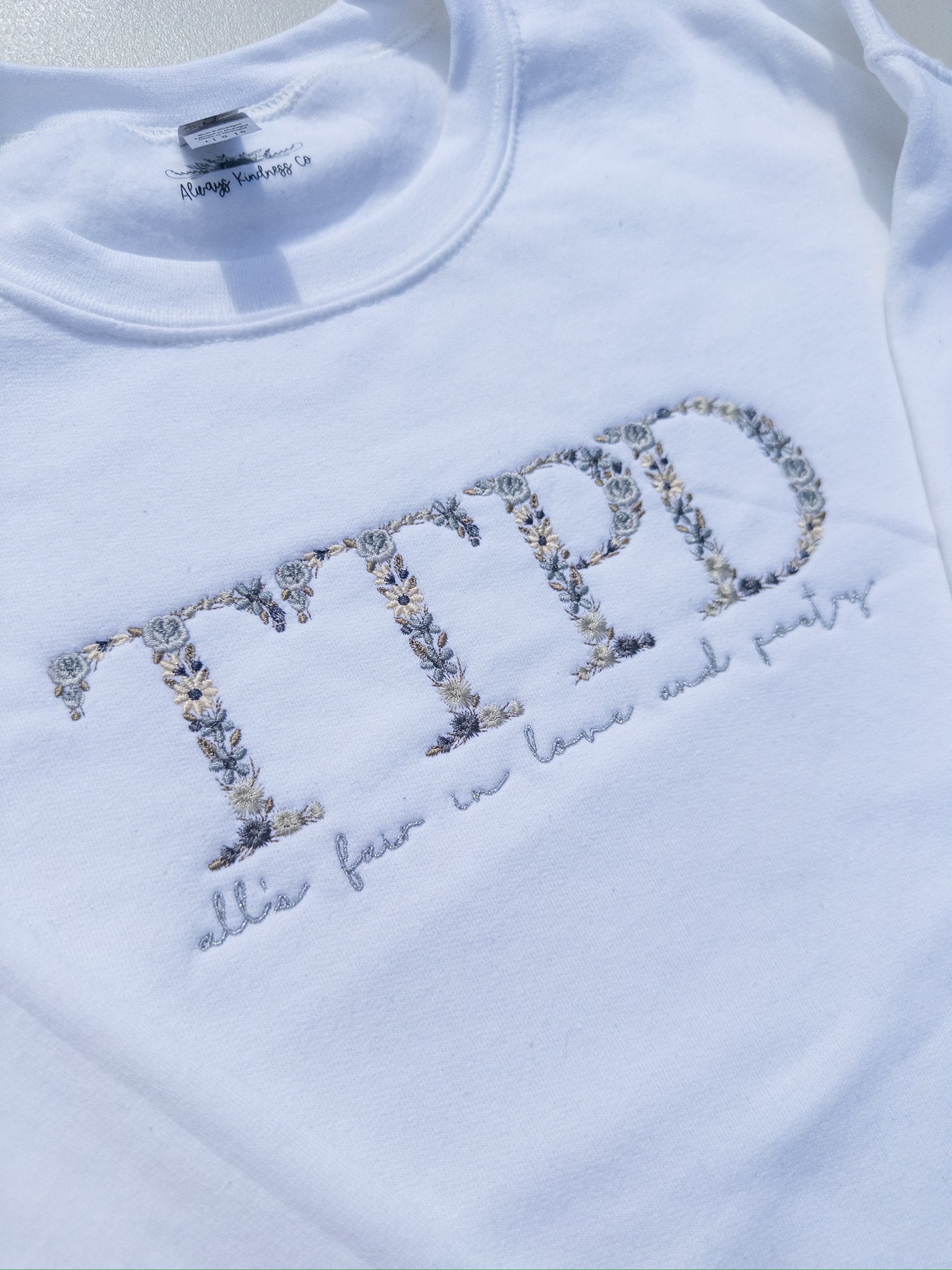 Poets ~ Floral Embroidered Tee, Crewneck, Hoodie, and Tote bag