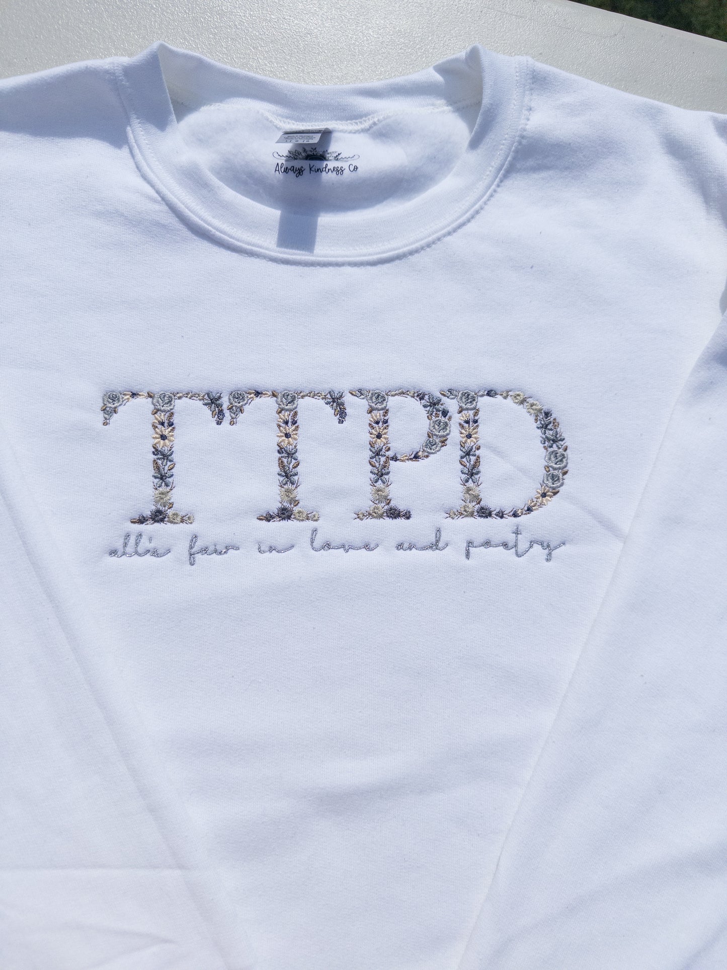 Poets ~ Floral Embroidered Tee, Crewneck, Hoodie, and Tote bag