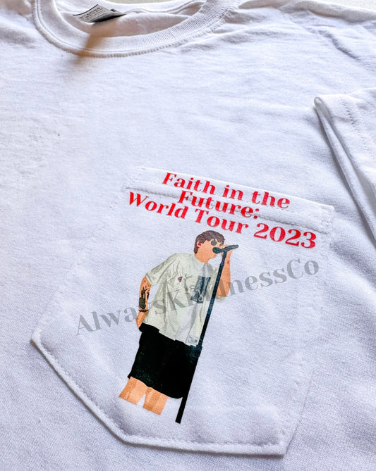 Faith in the Future Customizable Tour Pocket Tees and Sweatshirts || Customize with your shows! All dates available!