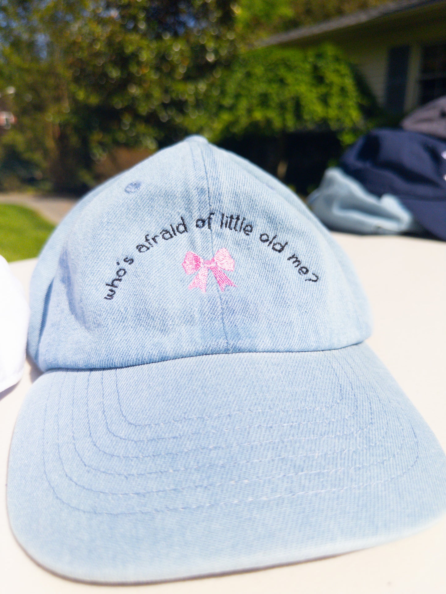 Little Old Me ~ Who's Afraid || TayTay Bow Embroidered Hat - Customizable