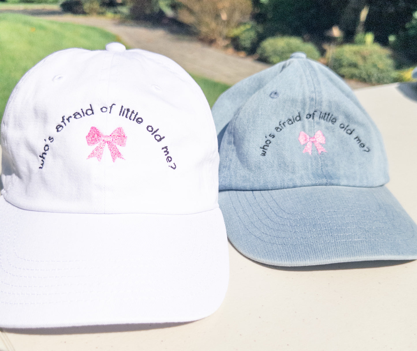 Little Old Me ~ Who's Afraid || TayTay Bow Embroidered Hat - Customizable