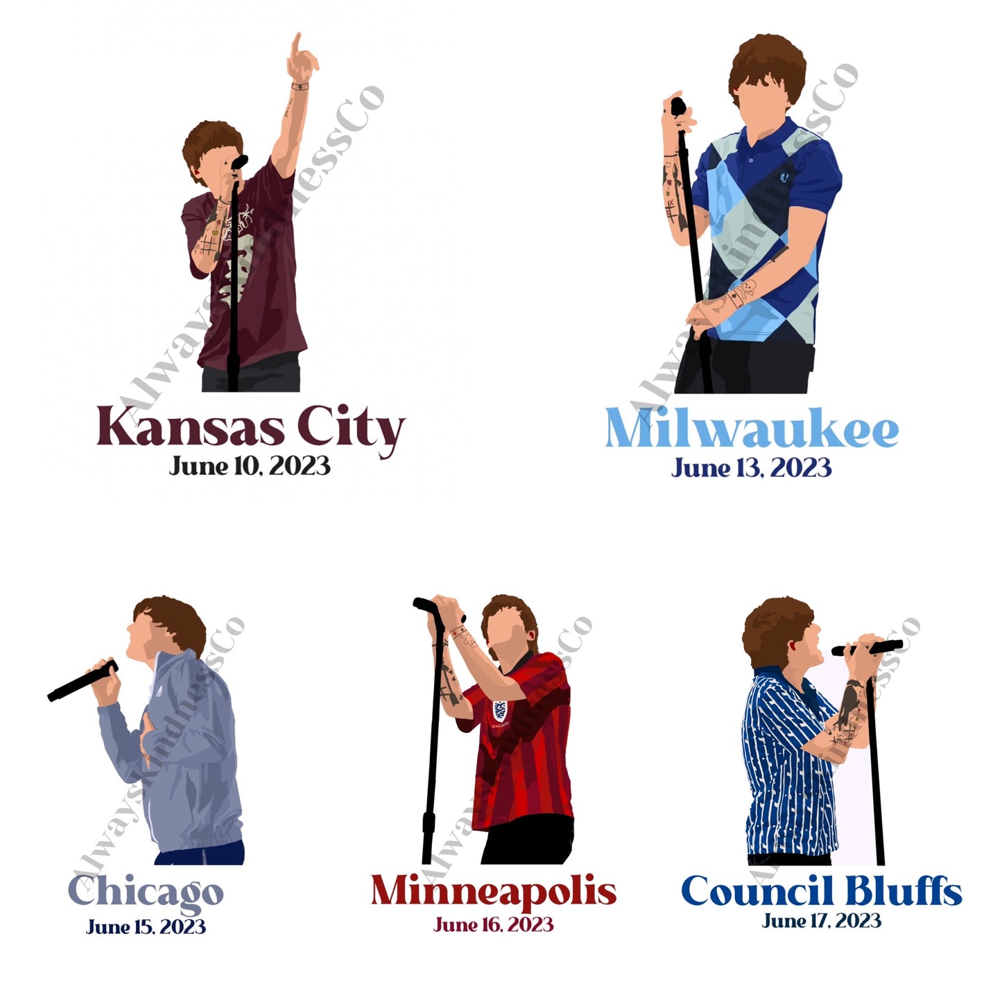 Louis FITF World Tour Stickers with words- North American Leg - Waterproof Available