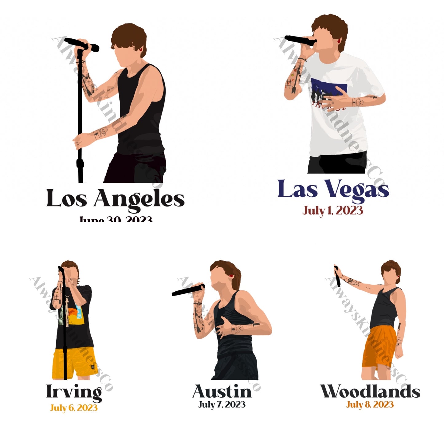 Louis FITF World Tour Stickers with words- North American Leg - Waterproof Available