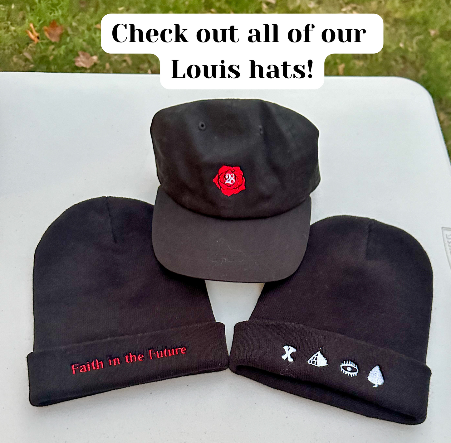 Finger Tattoos || Louis Embroidered Beanie - Customizable Thread