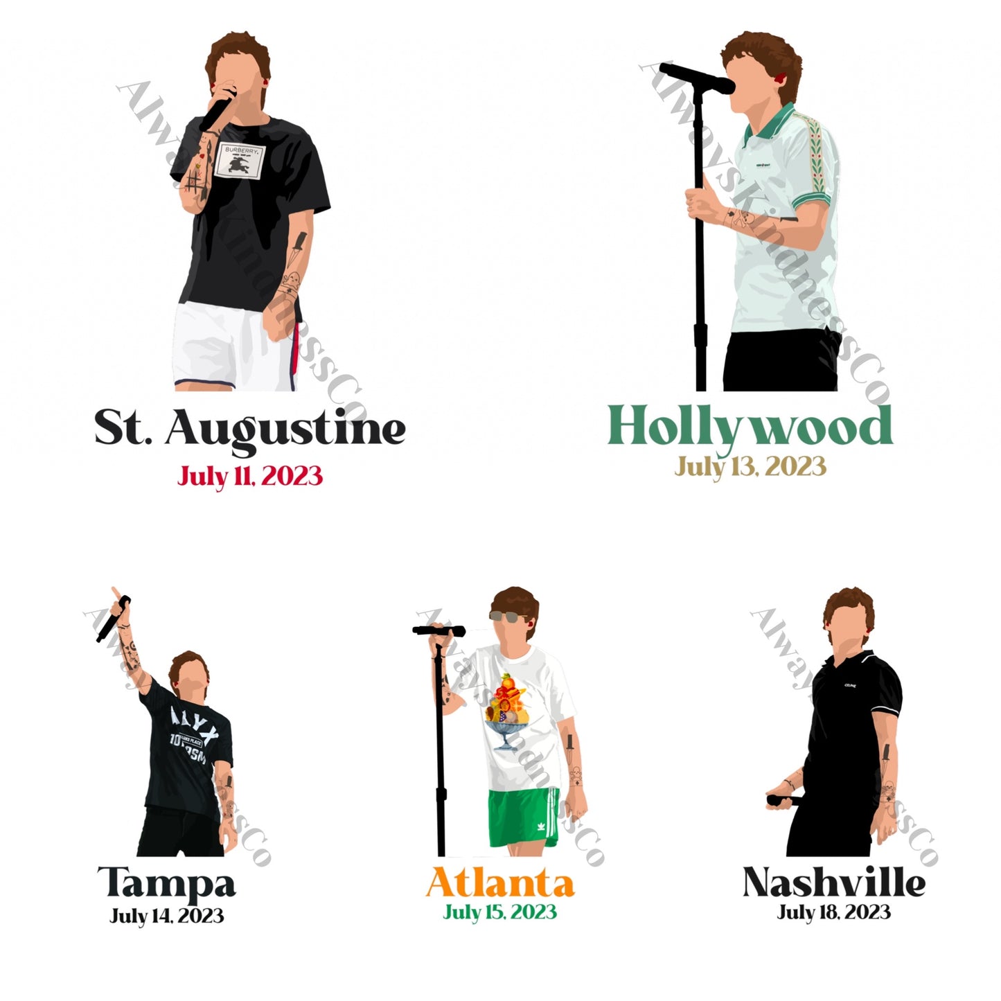 Louis FITF World Tour Stickers with words- North American Leg - Waterproof Available