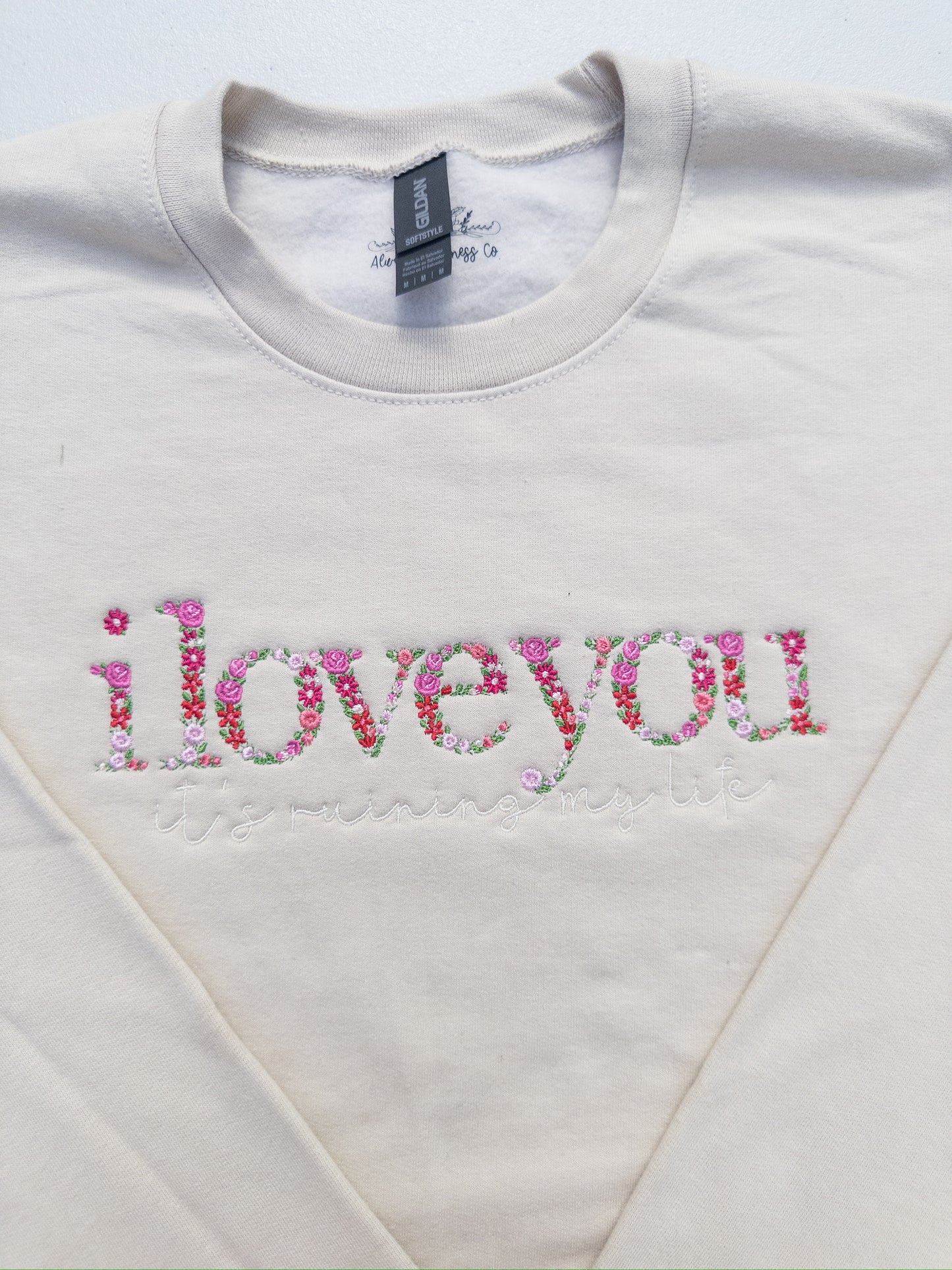 i love you / ruining my life ~ Fortnight Floral Embroidered Tee, Crewneck, Hoodie, and Tote bag