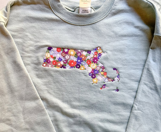 Custom Floral State - All States Available! || Tee Shirt, Long Sleeve, Crewneck, Hoodie, and Tote Bag