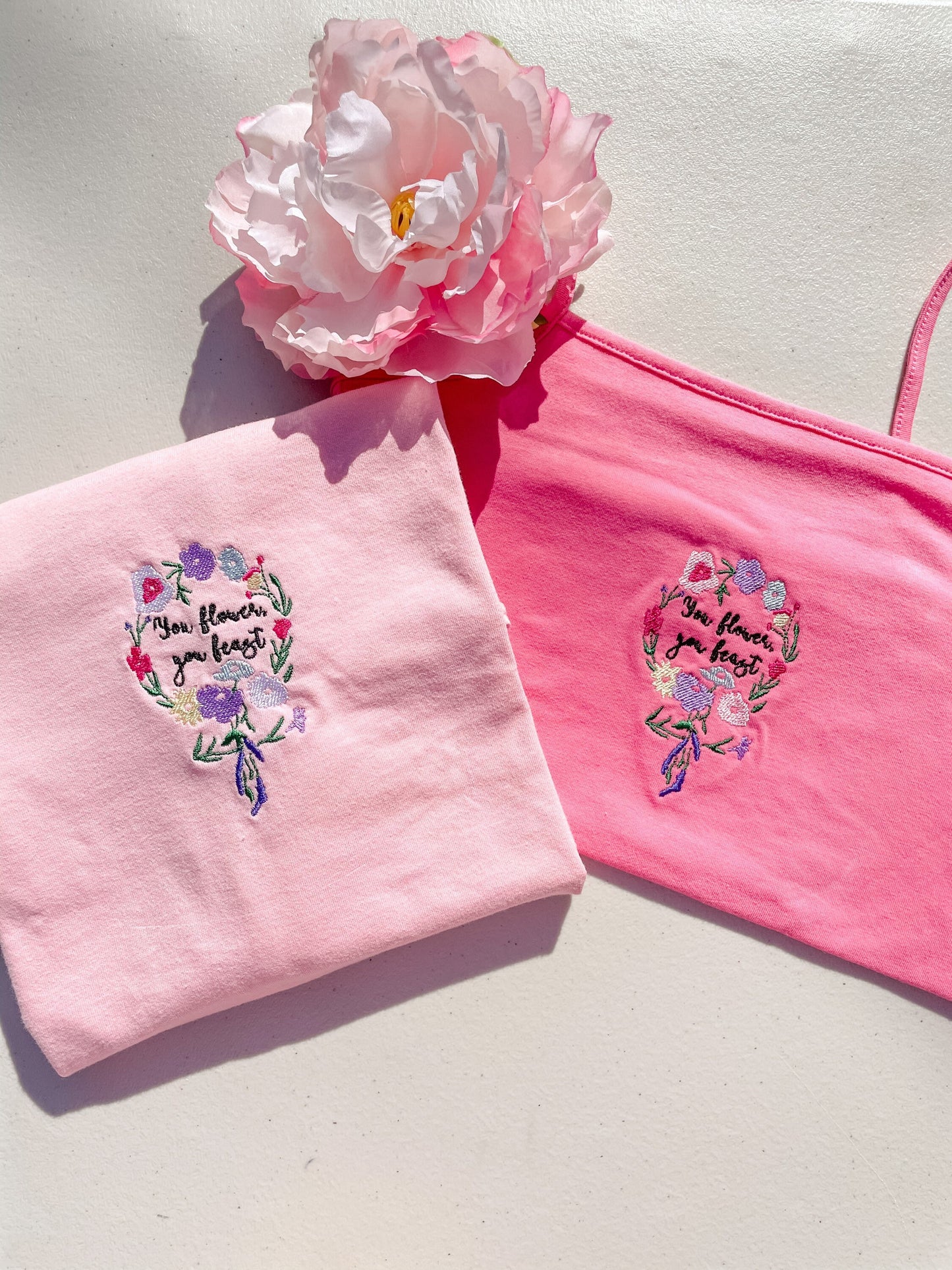 Woman - You Flower You Feast || Embroidered Crop Tank Top, Tee Shirt, and Crewneck