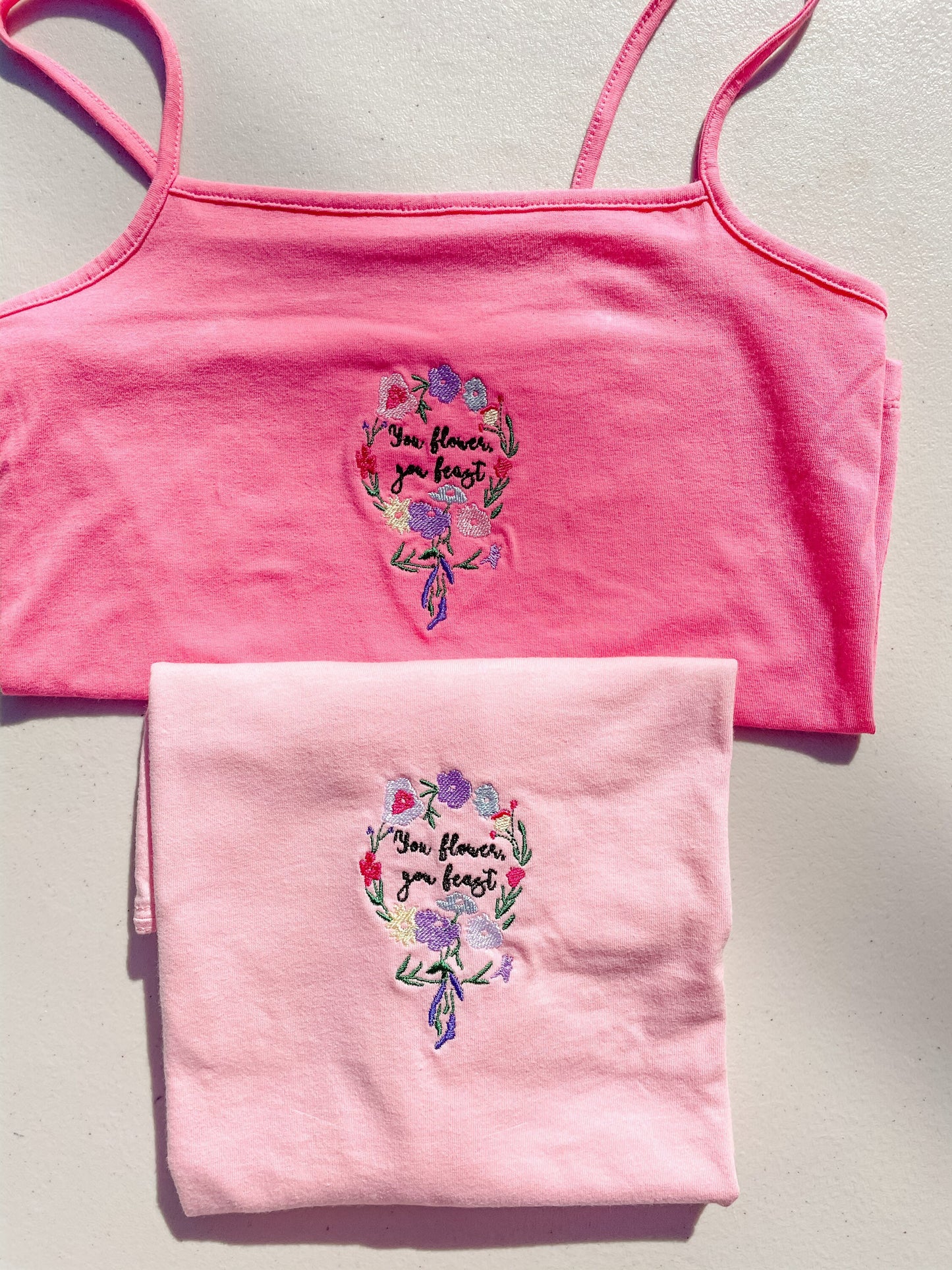 Woman - You Flower You Feast || Embroidered Crop Tank Top, Tee Shirt, and Crewneck