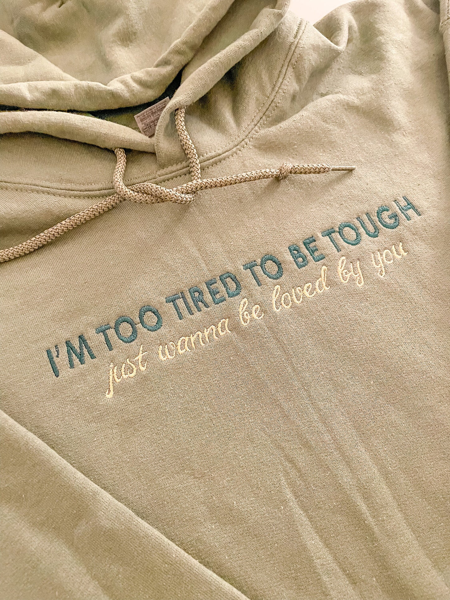 I'm Too Tired To Be Tough - Defenceless || Embroidered Louis Crewneck, Hoodie, and Tee Shirt