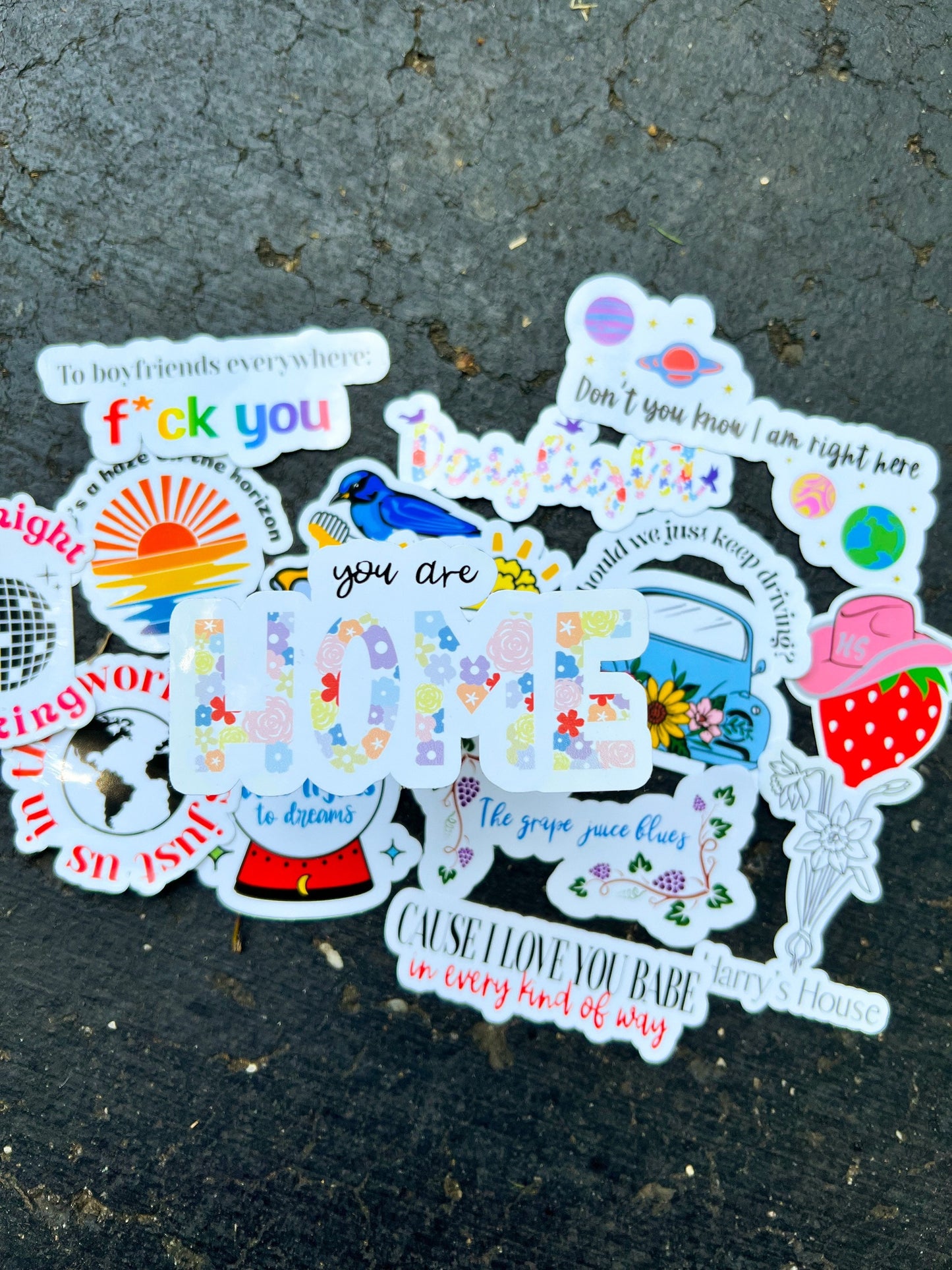 H's House Sticker Pack - Waterproof Available || You Are Home, Daffodil, As It Was, Late Night Talking, Grapejuice, Keep Driving, Boyfriends