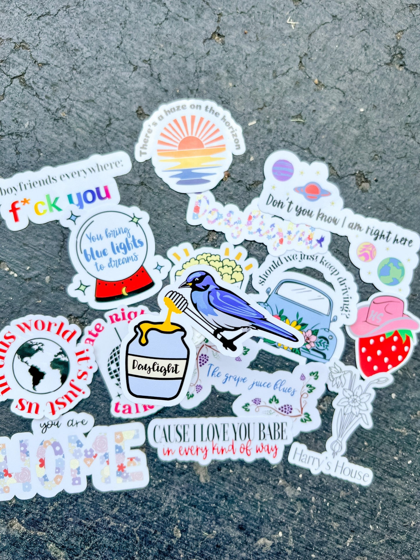 H's House Sticker Pack - Waterproof Available || You Are Home, Daffodil, As It Was, Late Night Talking, Grapejuice, Keep Driving, Boyfriends