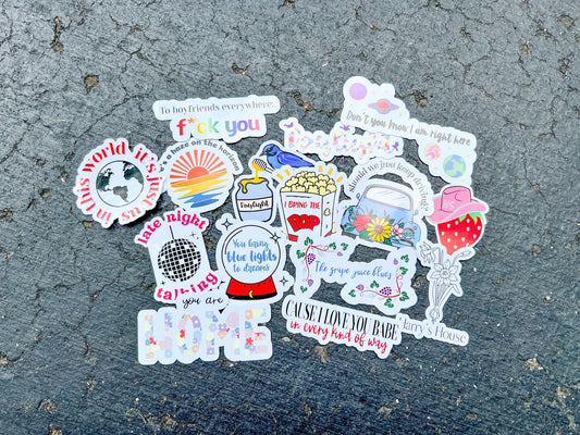 H's House Sticker Pack - Waterproof Available || You Are Home, Daffodil, As It Was, Late Night Talking, Grapejuice, Keep Driving, Boyfriends