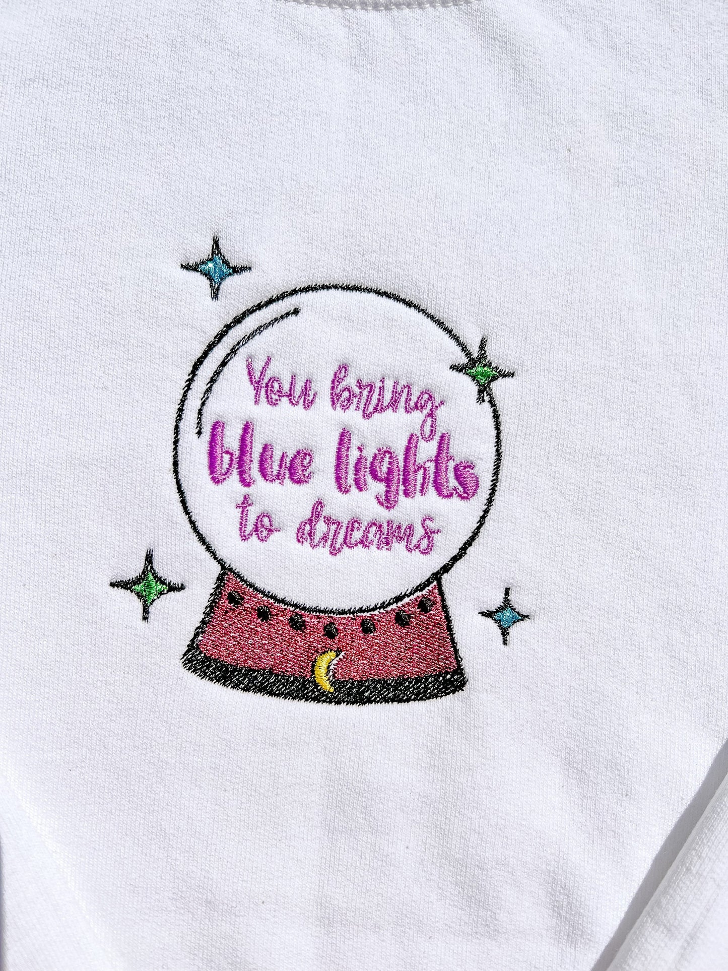 You Bring Blue Lights To Dreams - Little Freak || Embroidered Crop Tank Top, Baby Tee, Tee Shirt, and Crewneck