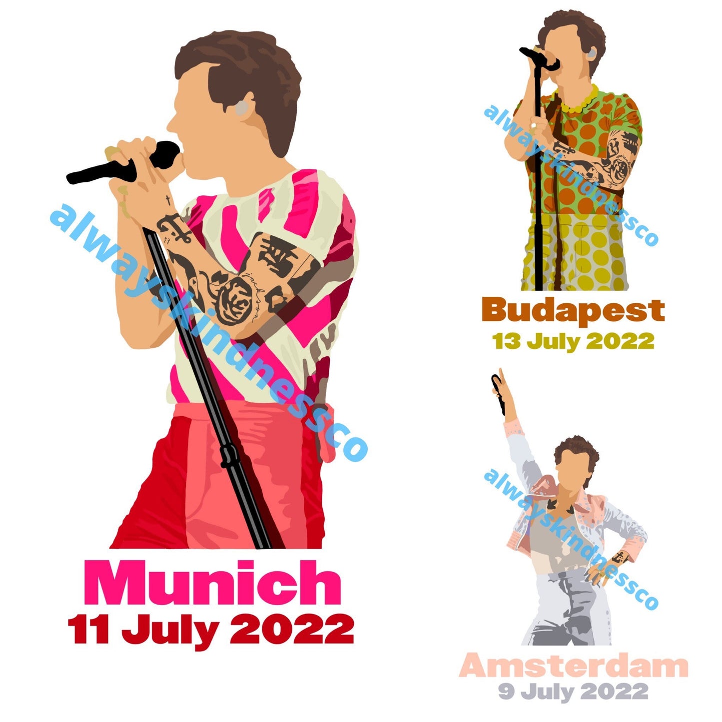Love On Tour - European Leg - Harry Stickers hslot 2022 - Waterproof Available || With and Without Word || All dates!