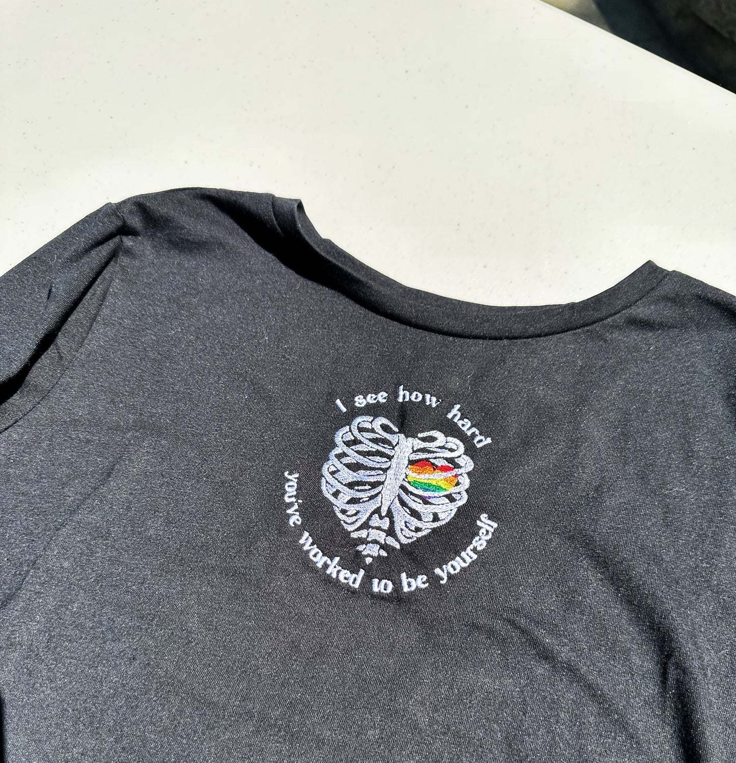 Lucky Again Pride Skeleton || Louis Embroidered Crewneck, Sweatshirt, and Crop Top
