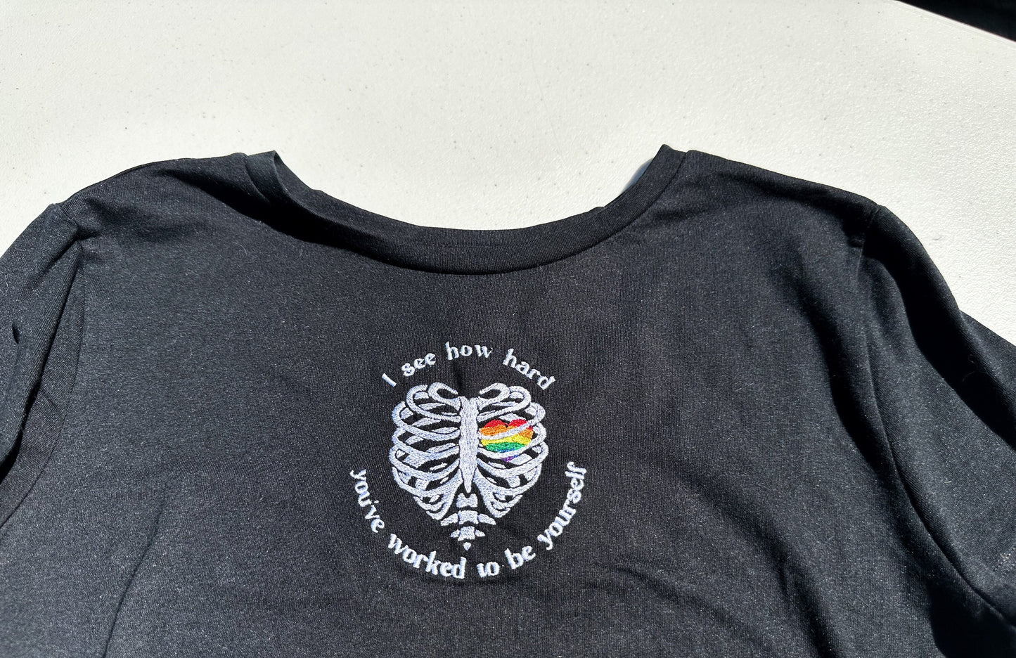 Lucky Again Pride Skeleton || Louis Embroidered Crewneck, Sweatshirt, and Crop Top