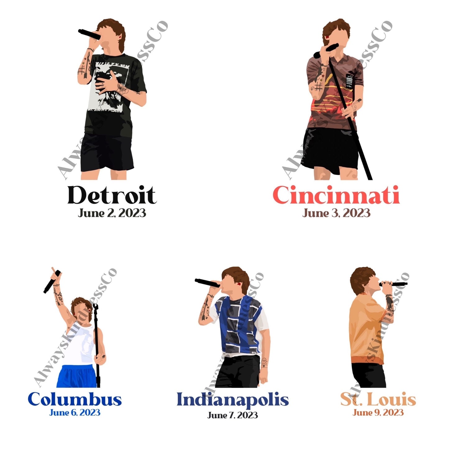 Louis FITF World Tour Stickers with words- North American Leg - Waterproof Available