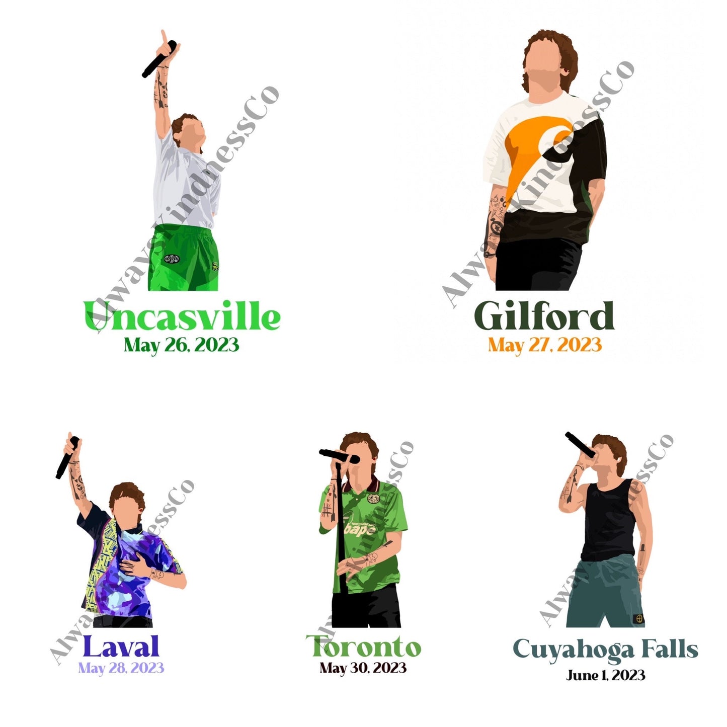 Louis FITF World Tour Stickers with words- North American Leg - Waterproof Available