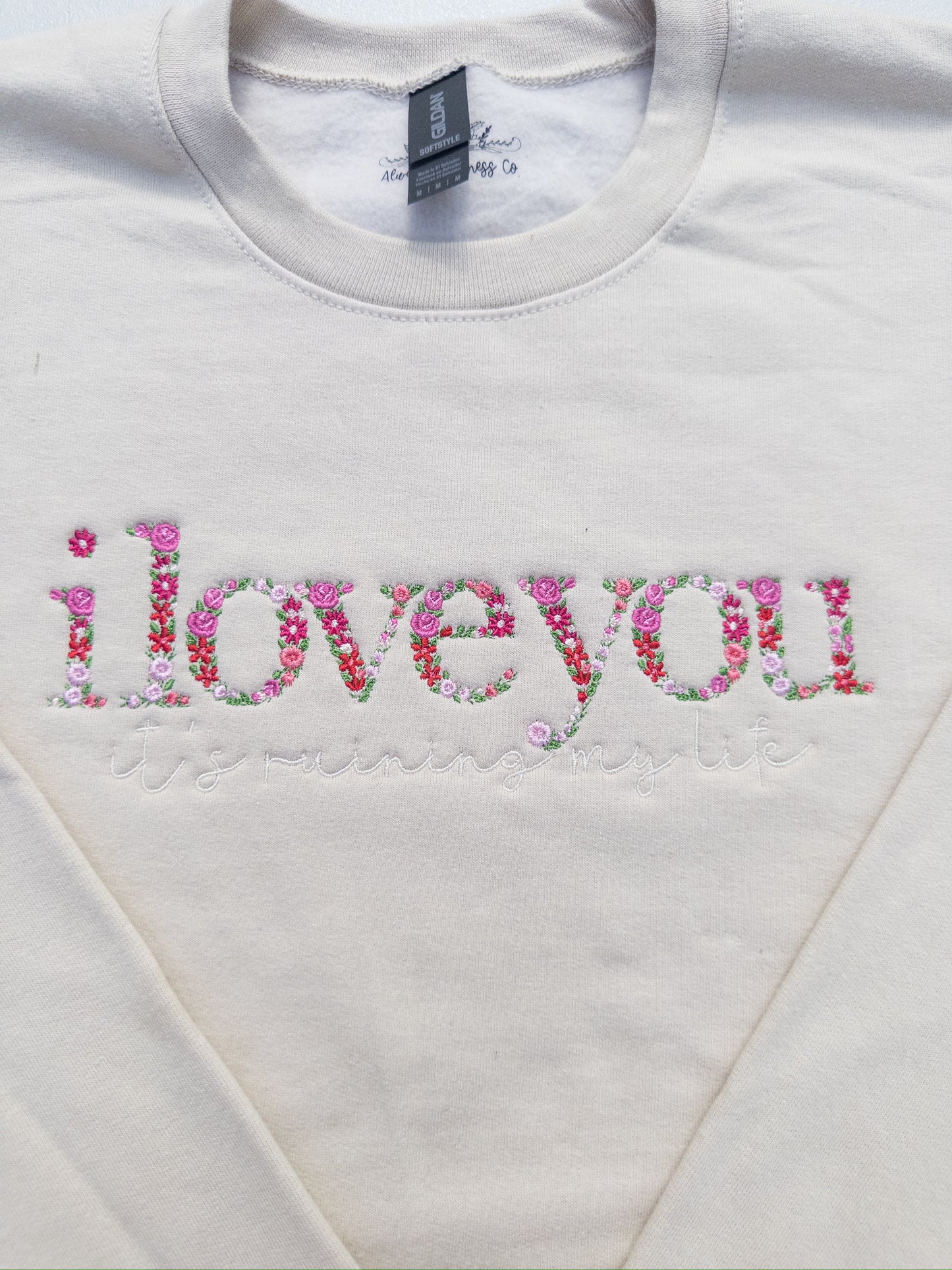 i love you / ruining my life ~ Fortnight Floral Embroidered Tee, Crewneck, Hoodie, and Tote bag