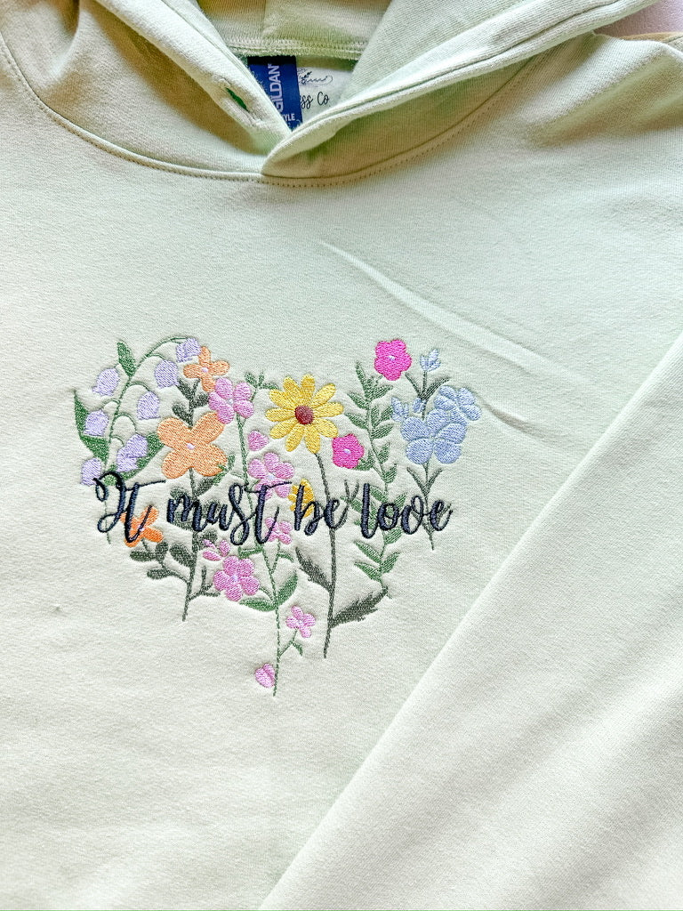 It Must Be Love || Floral Embroidered Crop Top, Tee Shirt, Crewneck. and Hoodie