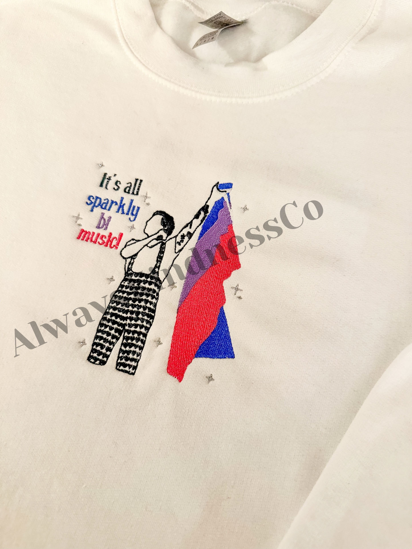 Sparkly Bi Music - Wembley || Harry Embroidered Comfort Colors Tee Shirt and Crewneck