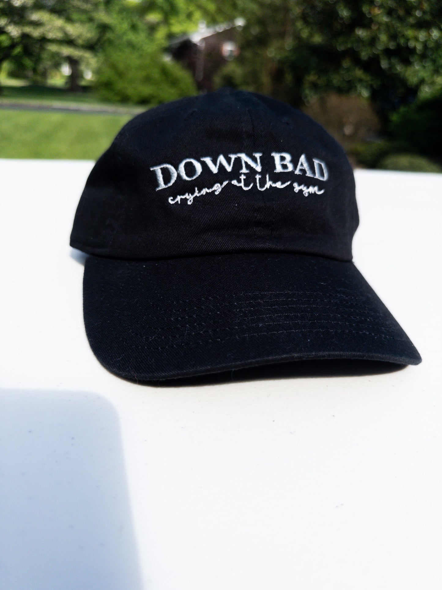 Down Bad ~ crying || TayTay Embroidered Hat - Customizable