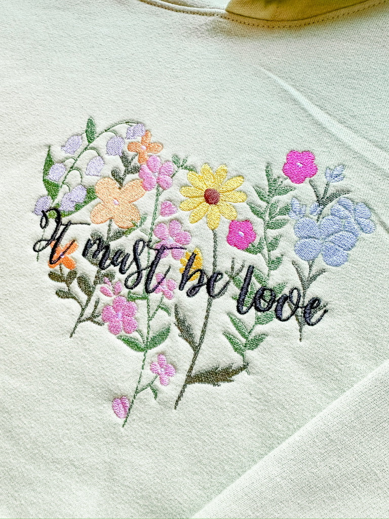 It Must Be Love || Floral Embroidered Crop Top, Tee Shirt, Crewneck. and Hoodie