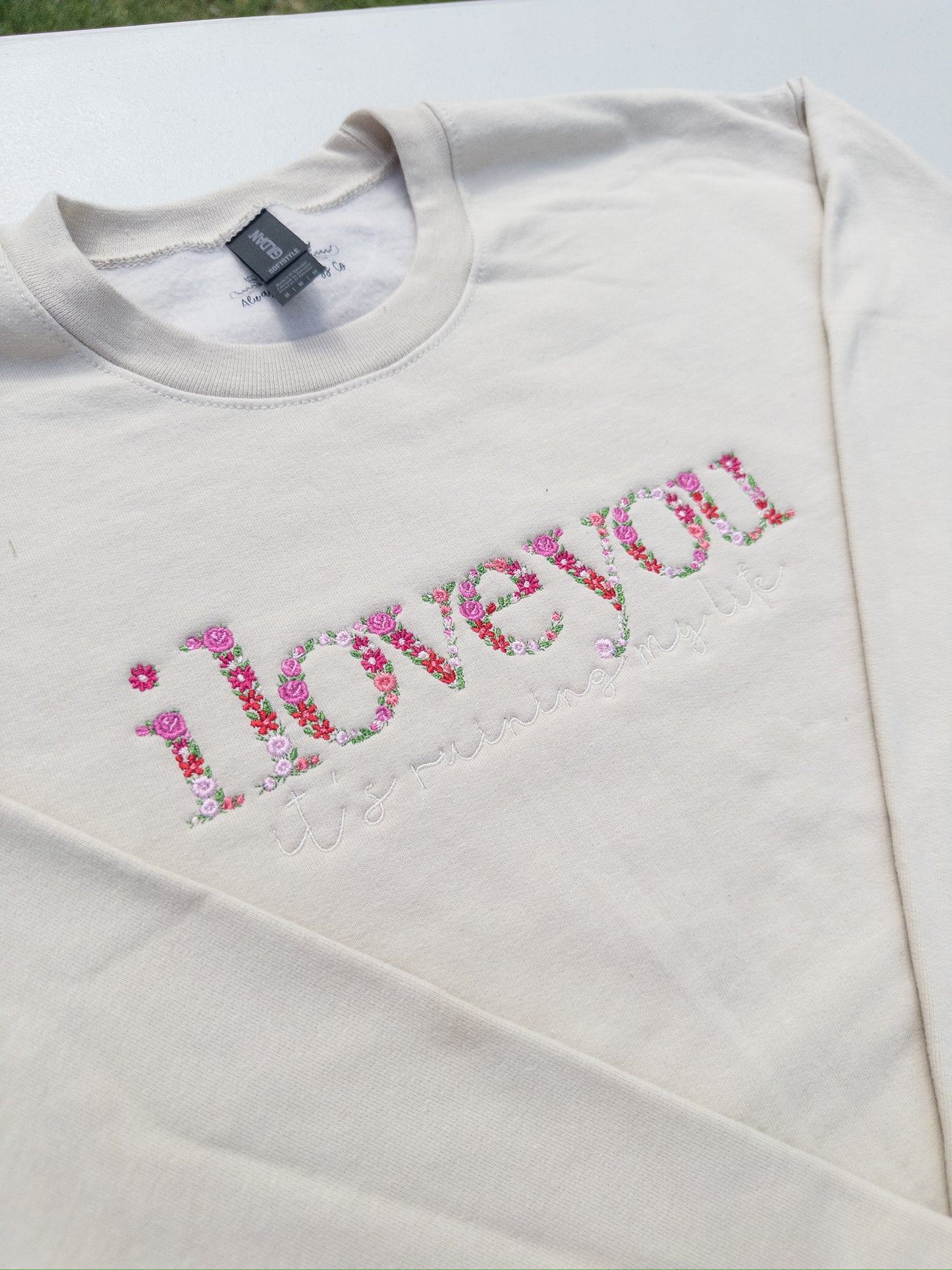 i love you / ruining my life ~ Fortnight Floral Embroidered Tee, Crewneck, Hoodie, and Tote bag