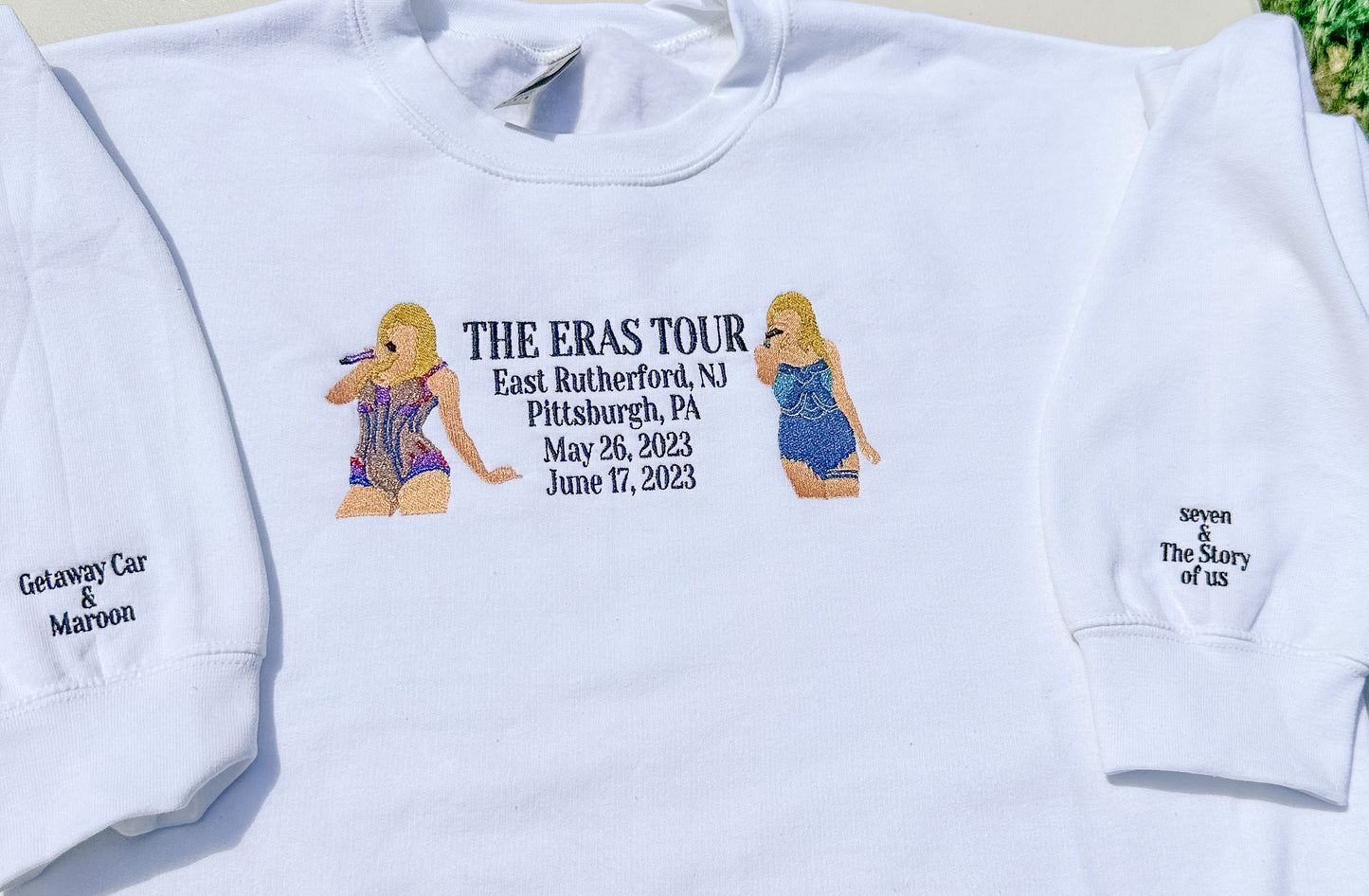 Eras Tour 2023 - Two Outfits || Embroidered Comfort Colors Tee Shirt, Crewneck, and Hoodie