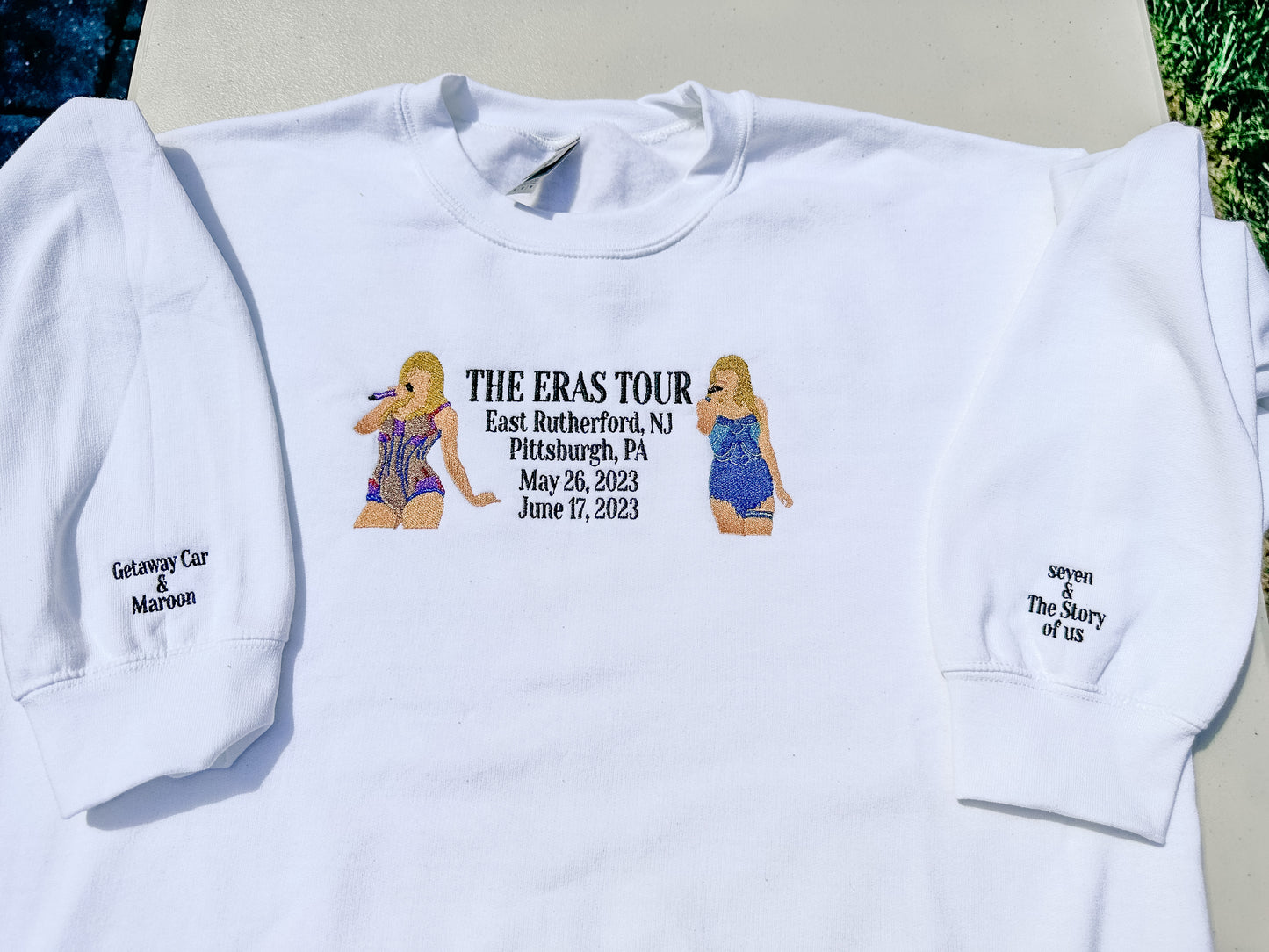 Eras Tour 2023 - Two Outfits || Embroidered Comfort Colors Tee Shirt, Crewneck, and Hoodie