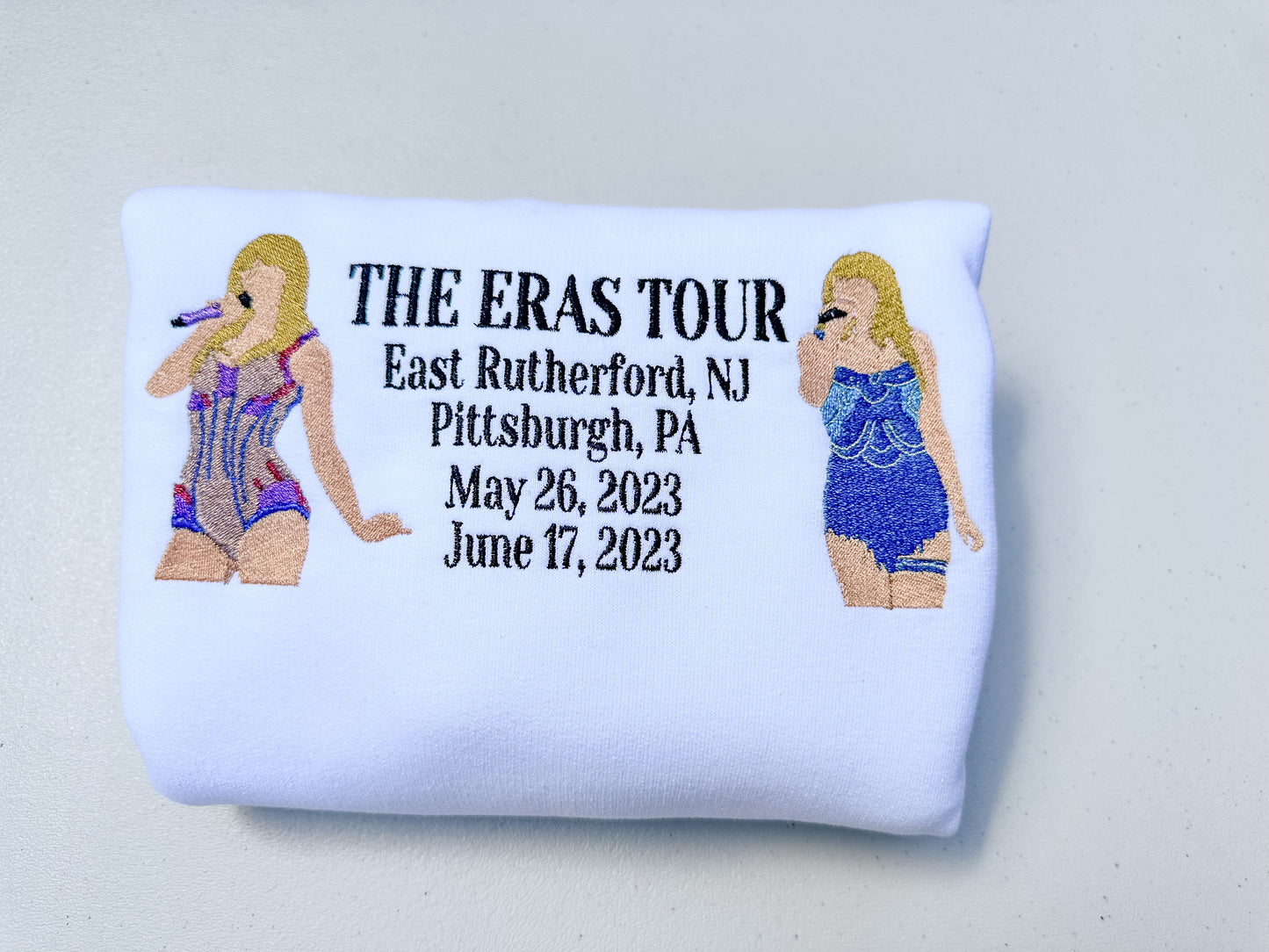 Eras Tour 2023 - Two Outfits || Embroidered Comfort Colors Tee Shirt, Crewneck, and Hoodie