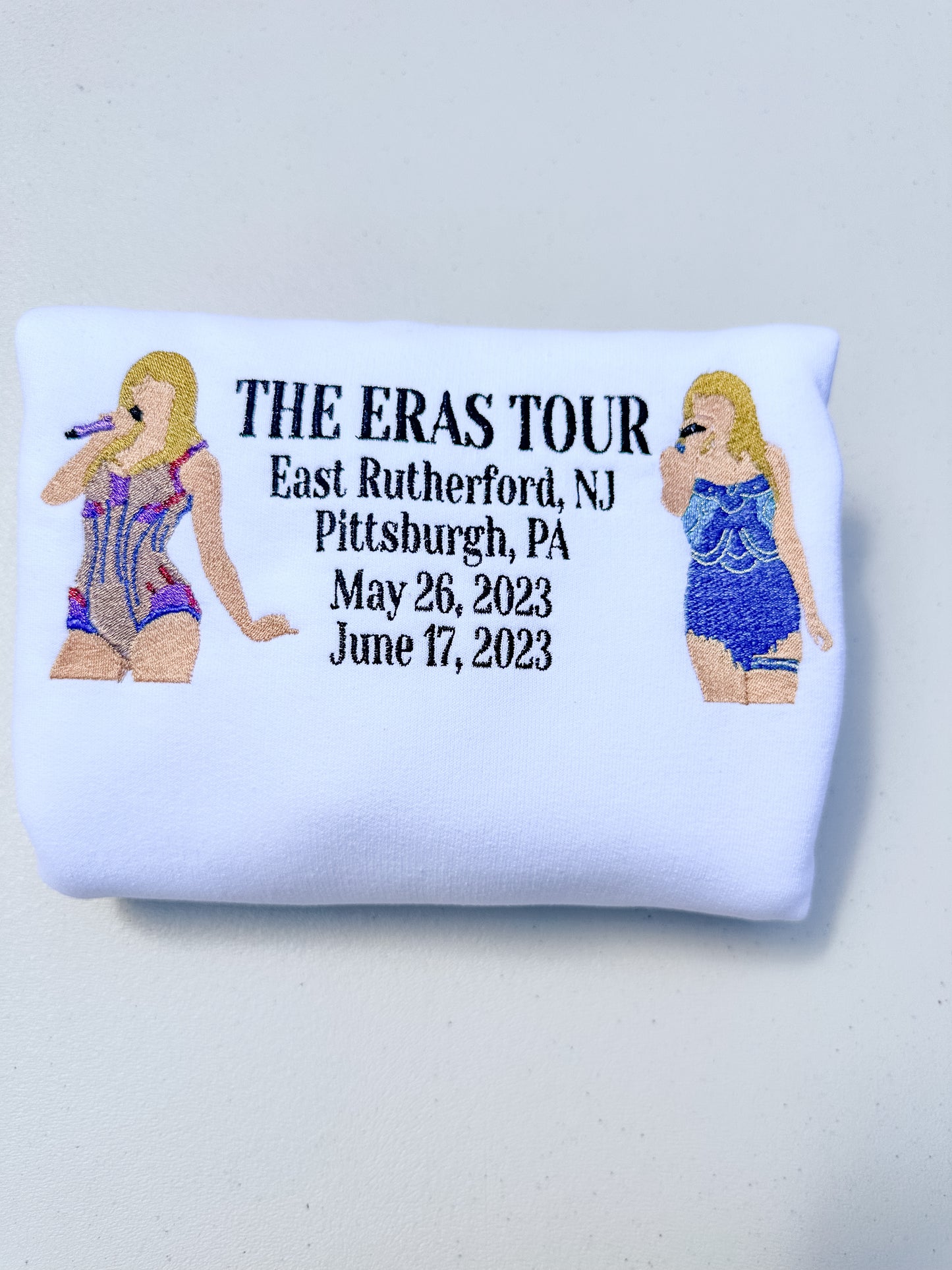 Eras Tour 2023 - Two Outfits || Embroidered Comfort Colors Tee Shirt, Crewneck, and Hoodie