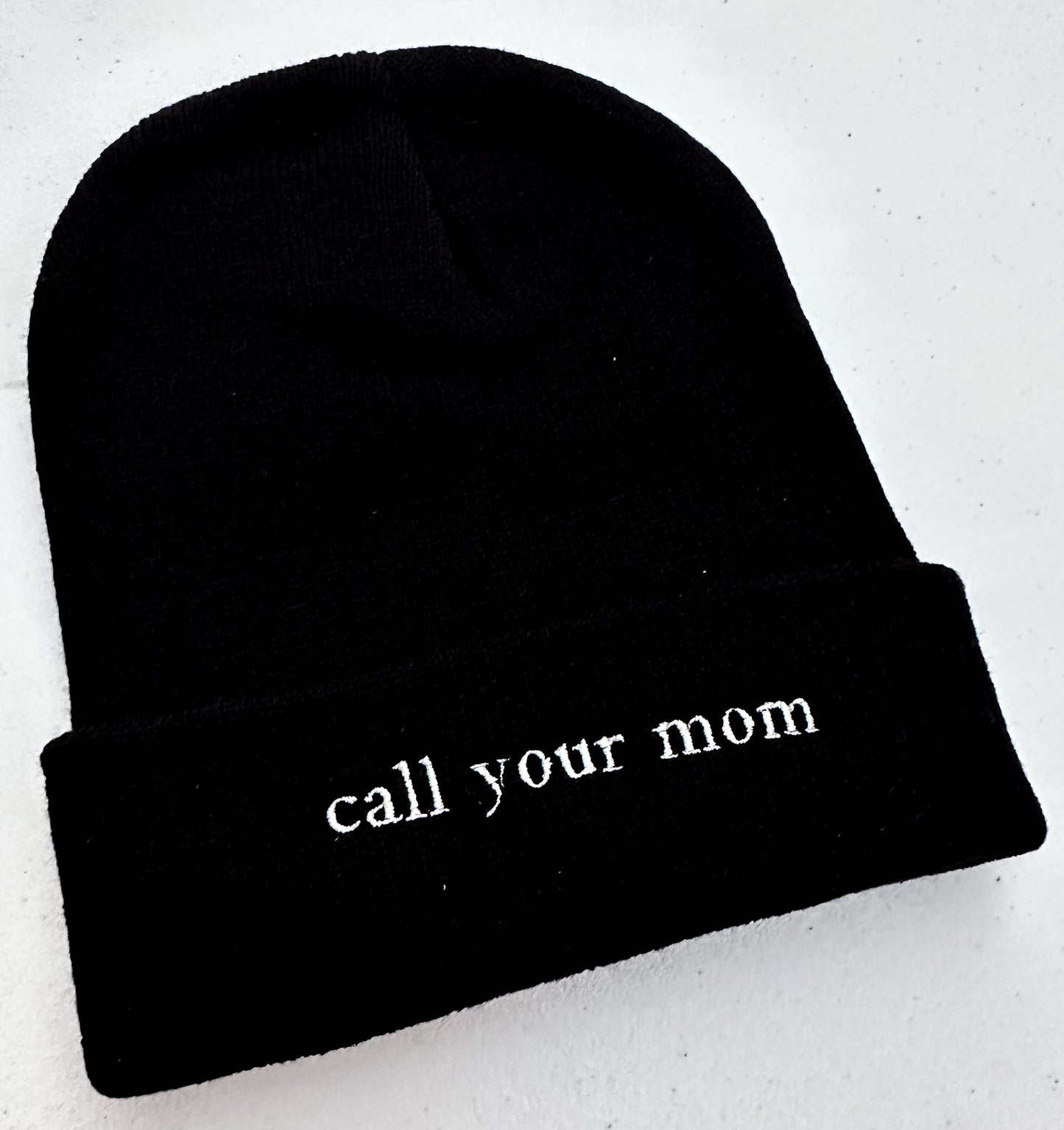 Call Your Mom || Noah K Embroidered Beanie - Customizable thread!