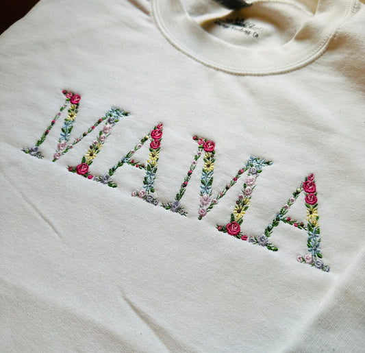 "MAMA" Floral Crewneck Sweatshirt