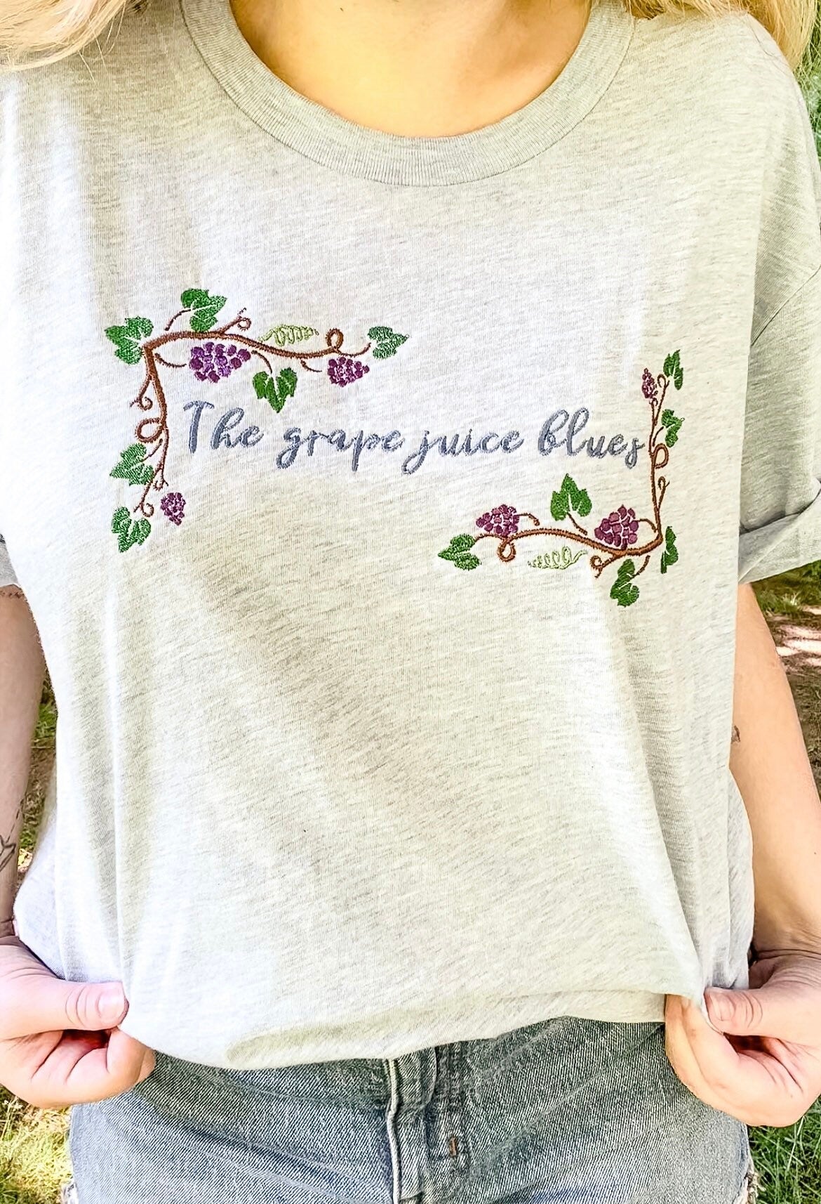 The Grape Juice Blues || Harry Embroidered Tee Shirt and Crewneck