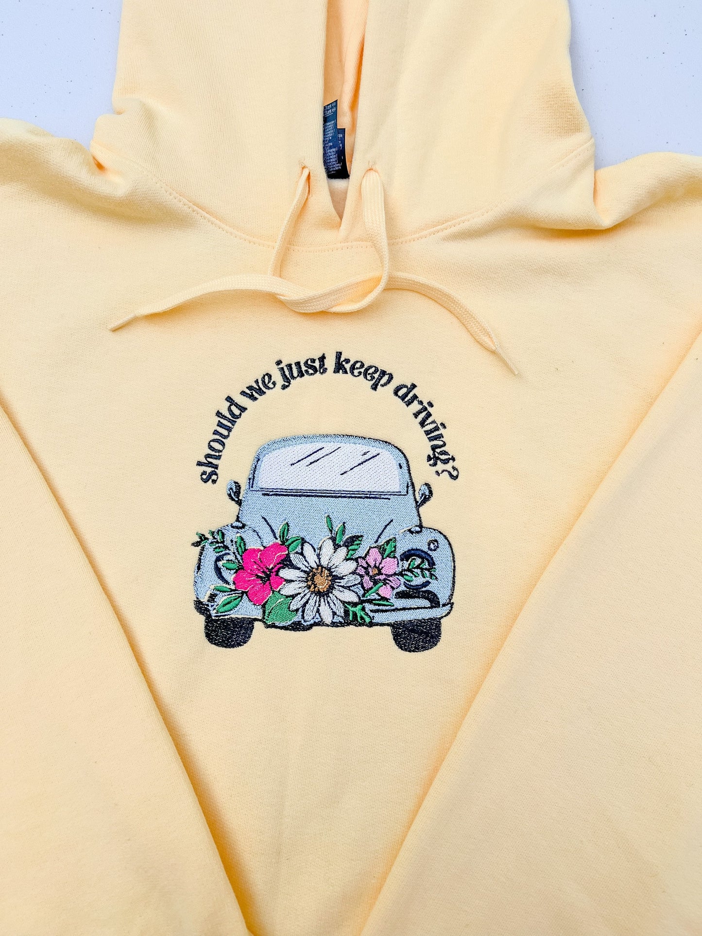 Should We Just Keep Driving - Floral Car || Harry Embroidered Crewneck and Hoodie