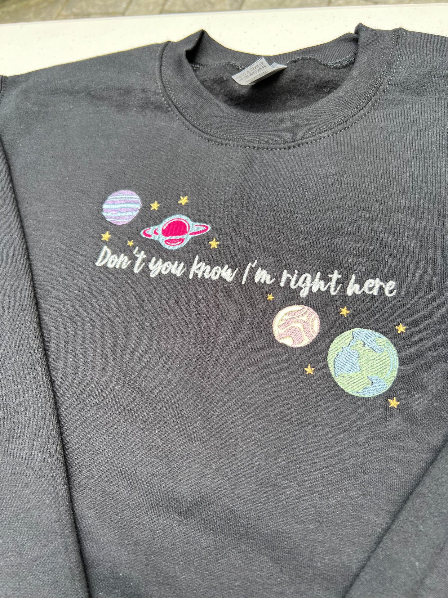 Don't You Know I'm Right Here - Satellite || Harry Embroidered Crewneck Sweatshirt, Long Sleeve, and Comfort Colors Tee