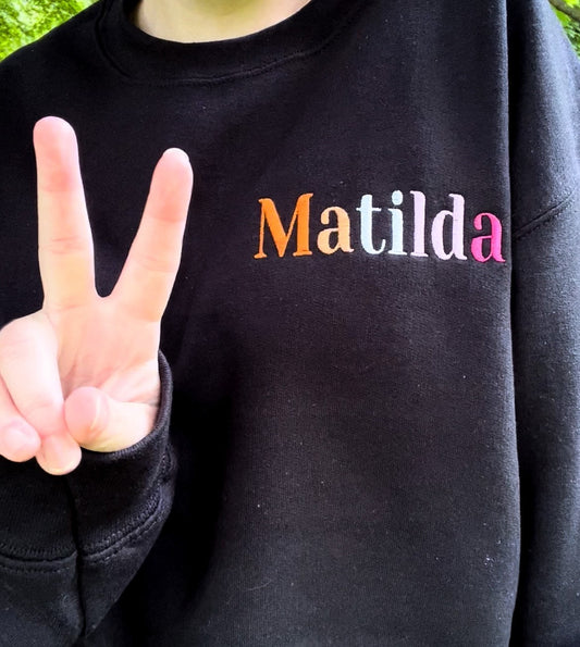Matilda Pride || Harry Embroidered Crewneck, Sweatshirt, and Crop Top || Customizable thread to All Pride Flags