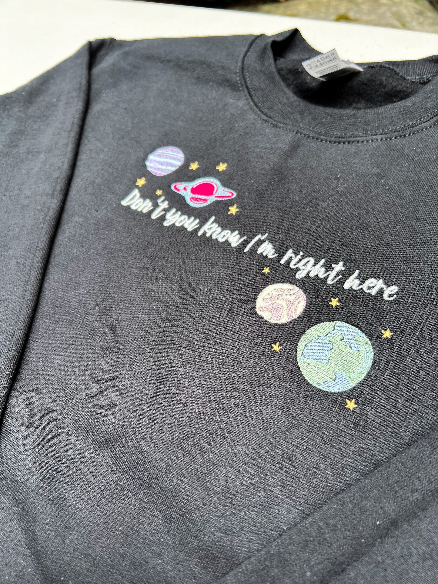 Don't You Know I'm Right Here - Satellite || Harry Embroidered Crewneck Sweatshirt, Long Sleeve, and Comfort Colors Tee