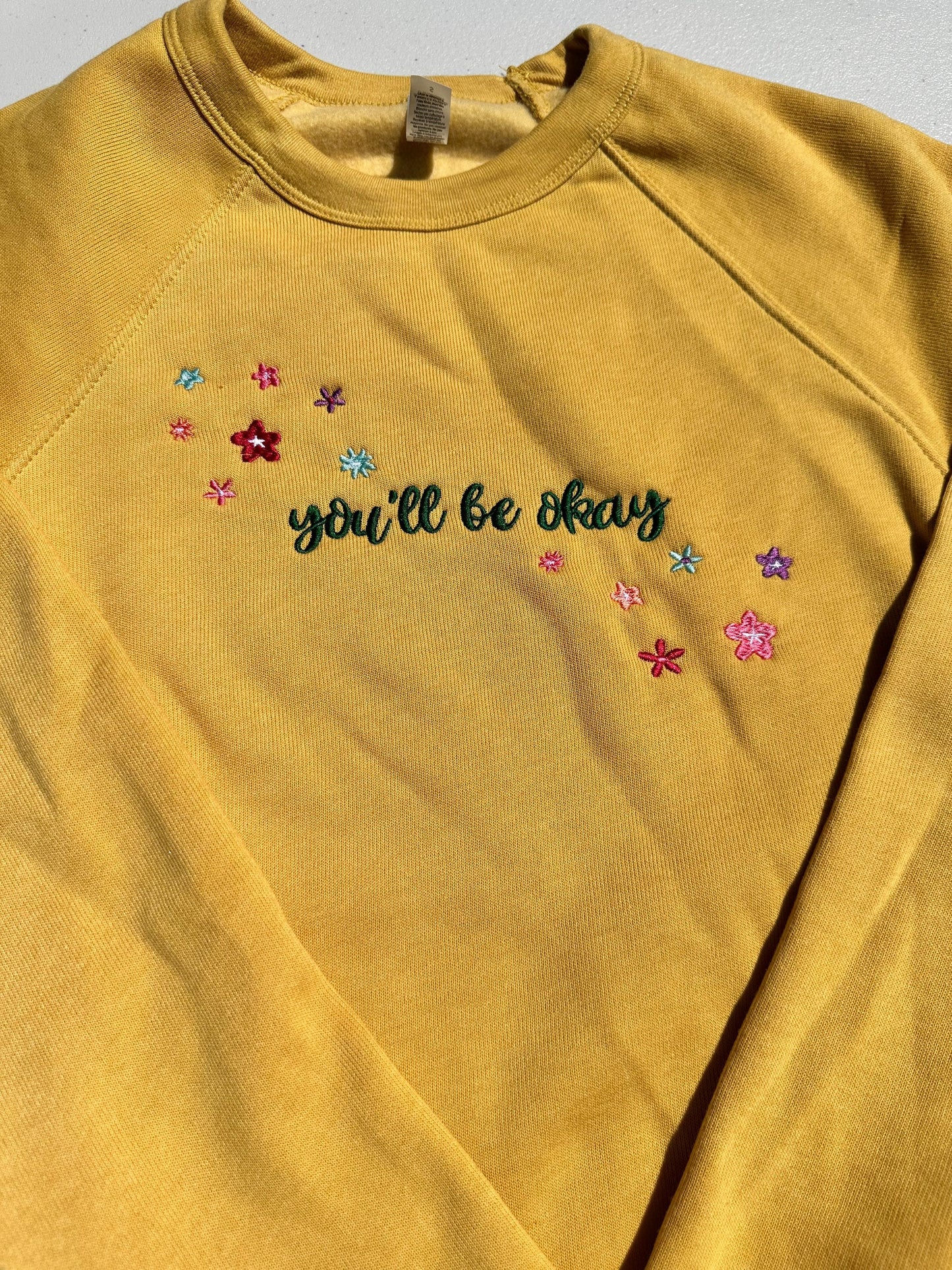 You'll Be Okay Floral - Angel's Fly || Louis Embroidered Crewneck Sweatshirt, Long Sleeve, and Comfort Colors Tee